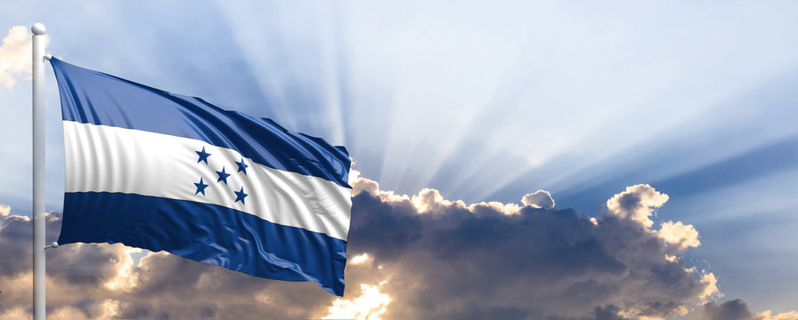 Honduras flag on blue sky. 3d illustration