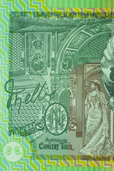 Fototapeta premium Close up on Australian dollar banknotes. shown detail on the banknotes. Shooting by 1:1 Macro lense.