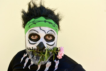 Frankenstein with flower is coming for Halloween party..