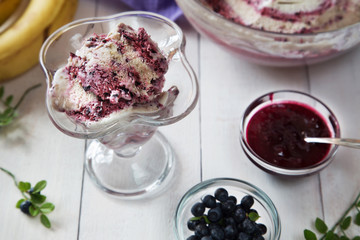 Blueberry and banana homemade icecream
