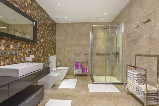 Interior of a bathroom in a luxury villa