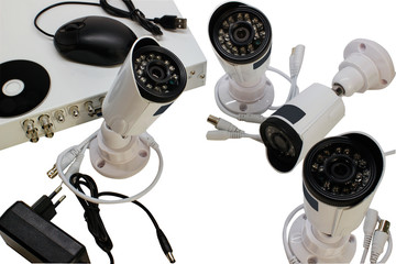 surveillance camera on a white background.
