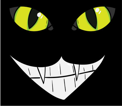 Cat's eyes and a Cheshire Smile.