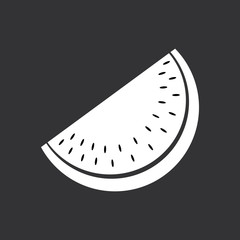 watermelon icon, symbol, pictogram, sign - white, black/grey background - cute - perfect for web & print - vector 