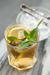 Ice tea with lemon and mint