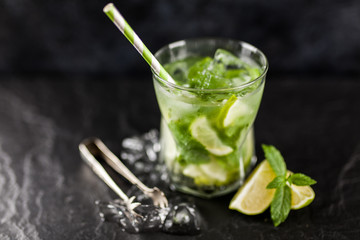 Mojito cocktail on dark background