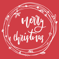 Merry Christmas. Hand lettering calligraphic Christmas type poster