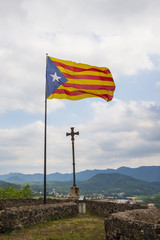 Waving Catalonia flag, Olot