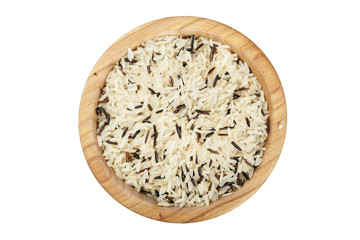 brown rice in wooden plate
