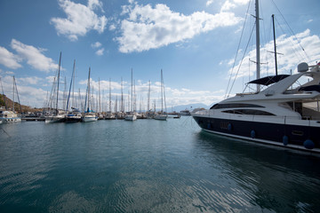 Fototapeta premium Yachts in the marina Agios Nikolaos. Crete. Greece.