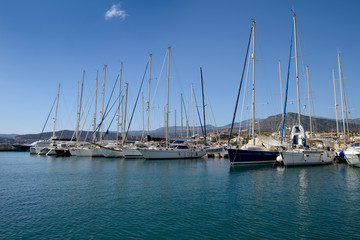 Yachts in the marina Agios Nikolaos. Crete. Greece.