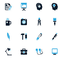 Creative process icons set