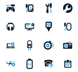 Electronic repair icons set