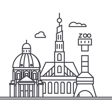 black line art city skyline clip art preview