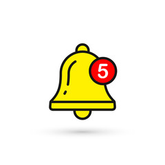 Bell New Notification Icon. Vector isolated symbol