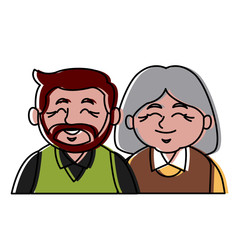 Cute grandparents couple cartoon icon vector illustration graphic design