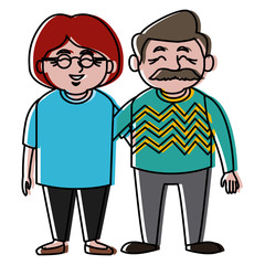 Cute grandparents couple cartoon icon vector illustration graphic design