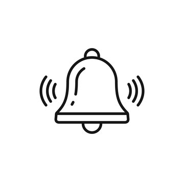 Bell Outline Icon Vector, Alarm, Handbell Line Isolated Sign