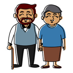 Cute grandparents couple cartoon icon vector illustration graphic design