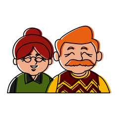 Cute grandparents couple cartoon icon vector illustration graphic design