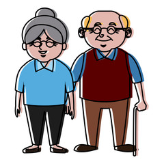 Cute grandparents couple cartoon icon vector illustration graphic design