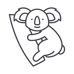cute koala vector line icon, sign, illustration on white background, editable strokes © iconsgraph