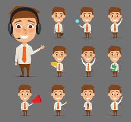 Business man character in occupation with illustration vector. anime cartoon design.