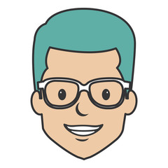 young man head with glasses avatar character
