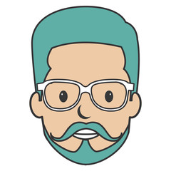 young man head with glasses avatar character