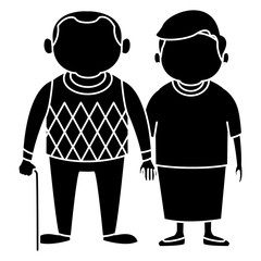 Cute grandparents couple cartoon icon vector illustration graphic design