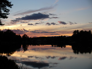 Fototapeta na wymiar Sunset on a river, Canada in North America.