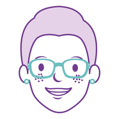 beautiful woman head with glasses avatar character