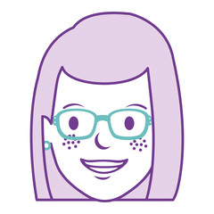 beautiful woman head with glasses avatar character