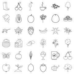 Pumpkin icons set, outline style
