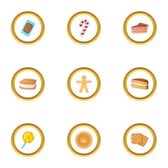 Different sweet icons set, cartoon style