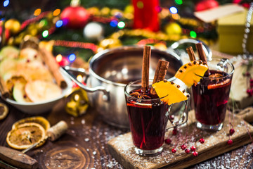 Spiced hot Christmas festive red wine