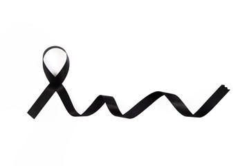  Black awareness ribbon. Melanoma and skin cancer prevention. Health and RIP concept
