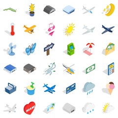 Miami icons set, isometric style