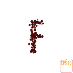 Blood Alphabet, various blood or paint splatters, different blood splashes, drops and trail. Letter 