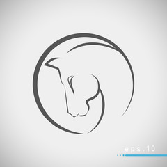 Simple modern brush style logo with horse head vector illustration
