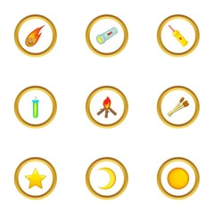 Light icons set, cartoon style