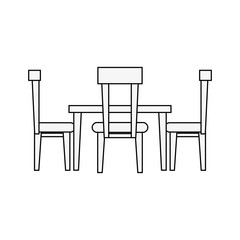 dining table with chairs frontview furniture icon image vector illustration design
