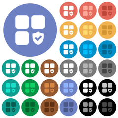 Protected component round flat multi colored icons