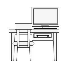 desk computer chair furniture icon image vector illustration design