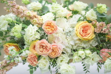 beautiful colourful flowers on the table