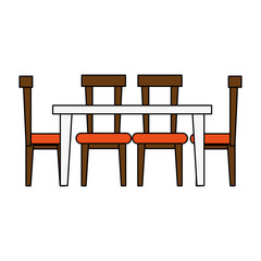 dining table with chairs frontview furniture icon image vector illustration design