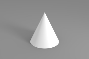 3d render of white cone on a gray background