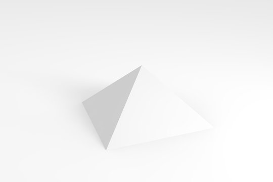 3d render of white pyramid on a gray background
