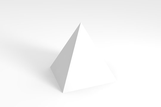 3d render of white pyramid on a gray background