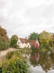 willy lotts cottage in flatford mill during the autumn no people